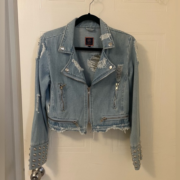 Denim moto jacket - Picture 1 of 8